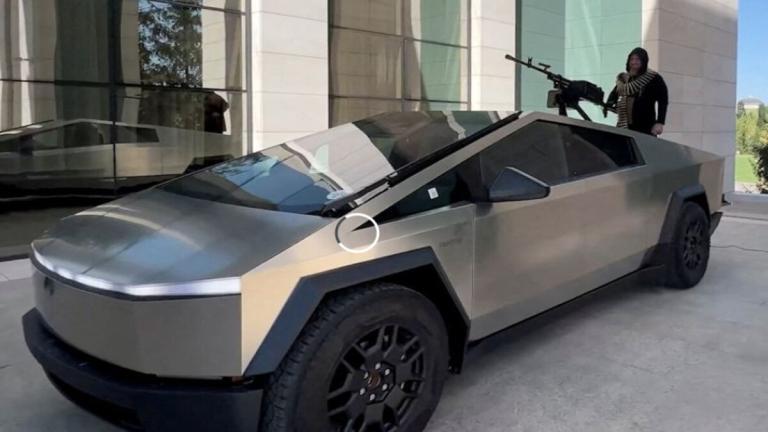 Chechen warlord flaunts weapon mounted Tesla Cybertruck