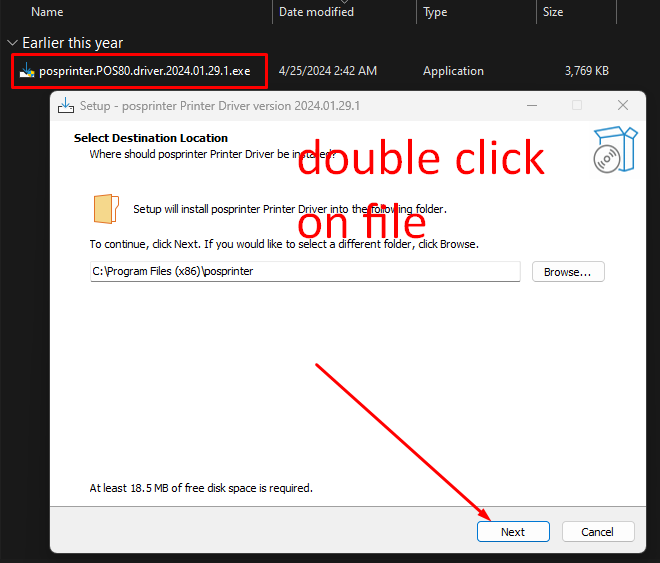 Install receipt printer driver