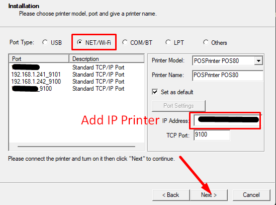 Install receipt printer driver