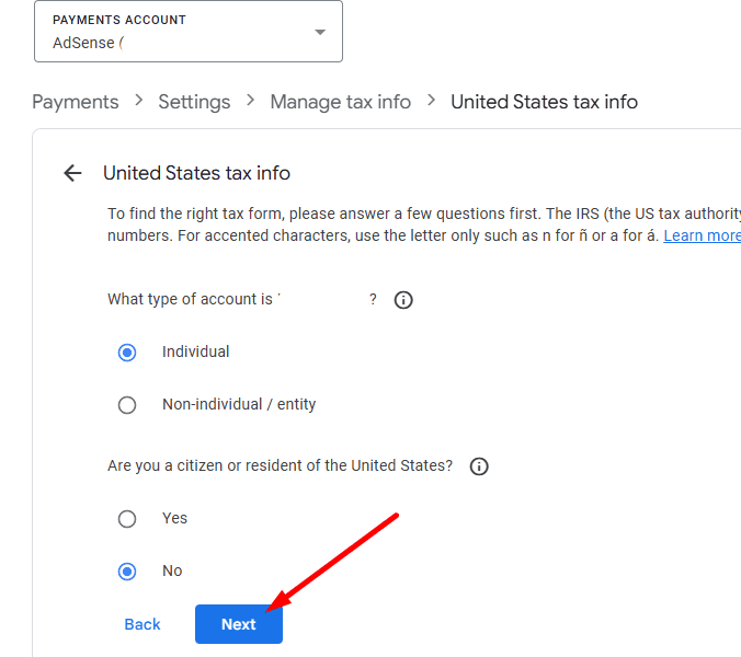 Set Up Tax Information in Google AdSense4
